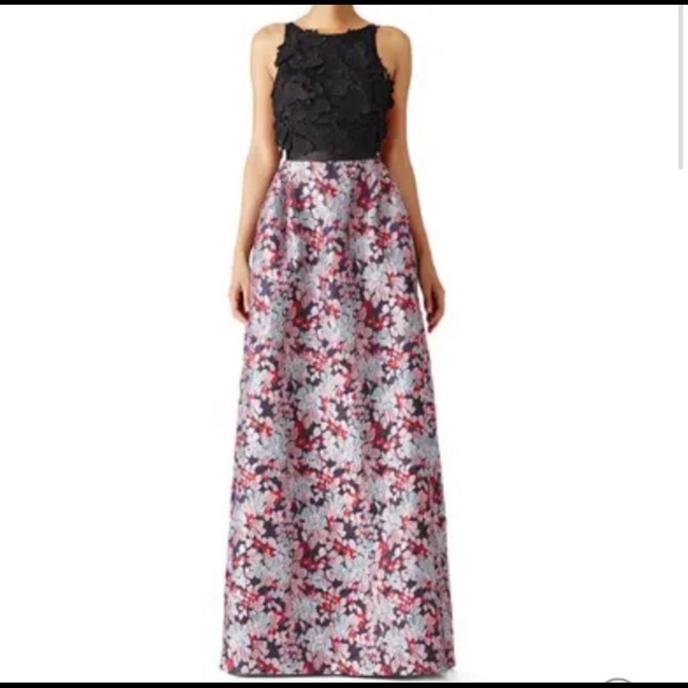 ML Monique Lhuillier Multi Floral Jacquard Gown 4